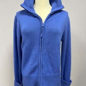 Talbots Blue Zip-Up Cardigan Sweater